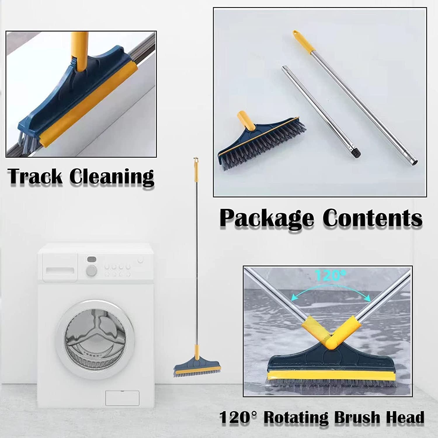 2 In 1 Floor Cleaning Brush Bathroom Tile Windows Floor Cleaning Brush With 120° Rotatable Head – Multipurpose Bathroom Floor Cleaning Brush – Floor Brush Scrubber - Pack of 1